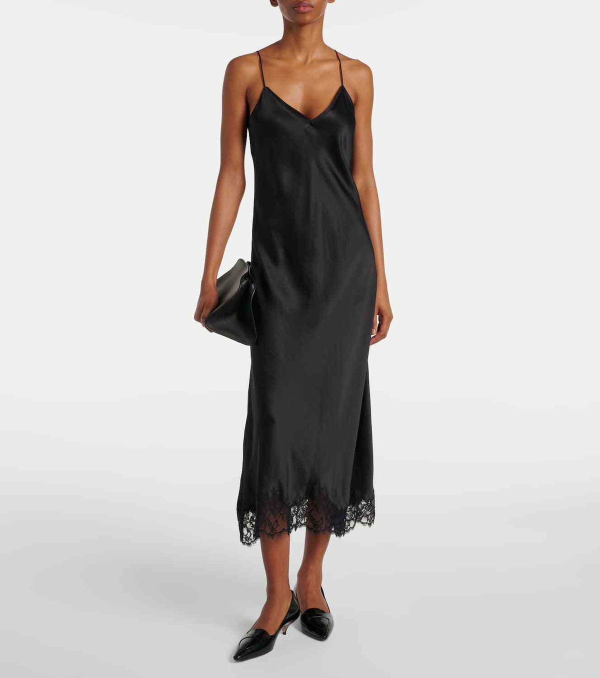 The Row Kolara lace-trimmed silk satin slip dress