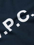 A.P.C. - Logo-Flocked Cotton-Jersey Sweatshirt - Blue