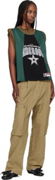 Andersson Bell Khaki & Green Layered Roll Up Basketball Jersey T-shirt