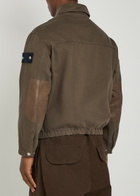 Stone Island Patch Pocket Denim Bomber Jacket Burgundy