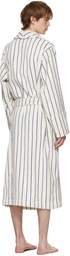 Tekla White & Blue Striped Classic Bathrobe