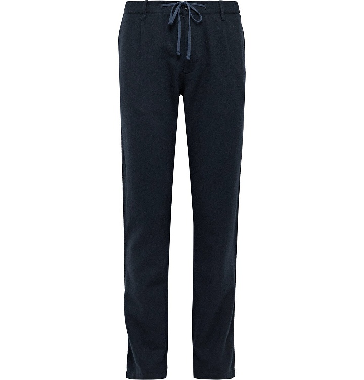 Photo: Hartford - Tanker Tapered Pleated Wool-Blend Flannel Trousers - Blue