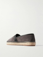 Manolo Blahnik - Nerano Leather-Trimmed Suede Espadrilles - Gray