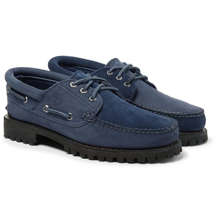 Photo: Timberland - Engineered Garments Suede and Nubuck Boat Shoes - Men - Navy