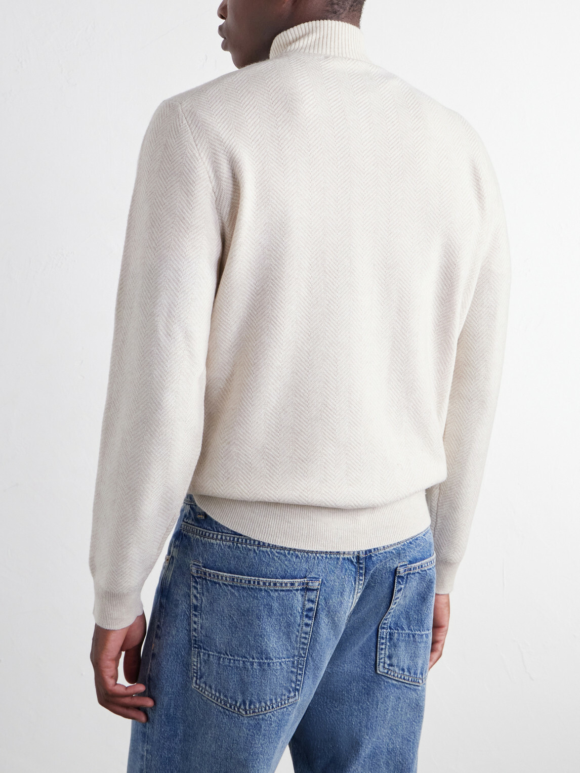 Mr P. - Wool and Cashmere-Blend Half-Zip Sweater - Neutrals
