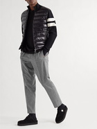 Moncler - Tapered Virgin Wool-Flannel Drawstring Trousers - Gray