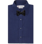 Turnbull & Asser - Navy Bib-Front Double-Cuff Silk Shirt - Blue