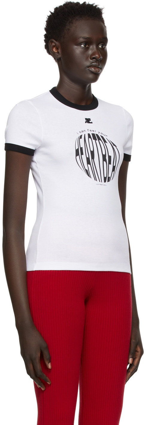 Courrèges White Heart Beat T-Shirt Courreges