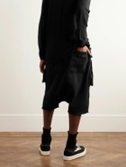 DRKSHDW by Rick Owens - Luxor Creatch Garment-Dyed Cotton-Jersey Drawstring Cargo Shorts - Black