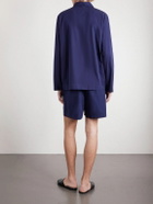 TEKLA - Straight-Leg Organic Cotton-Poplin Shorts - Blue