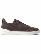 Zegna - Triple Stitch Suede Sneakers - Brown