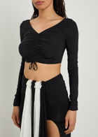 Nensi Dojaka Ruched Stretch-jersey Crop top Black