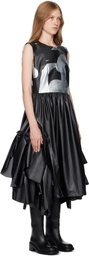Comme des Garçons Black Faux Leather Printed Midi Dress