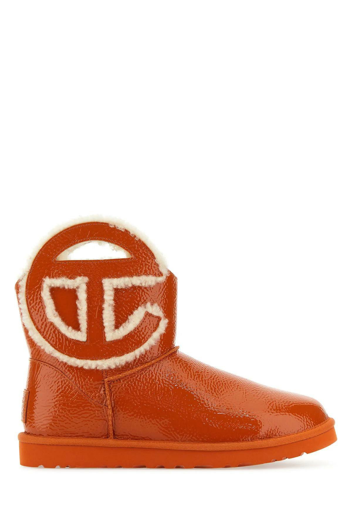 UGG Orange Leather X Telfar Logo Mini Crinkle Ankle Boots Ugg