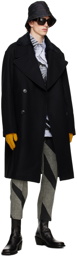 Dries Van Noten Black Double-Breasted Coat