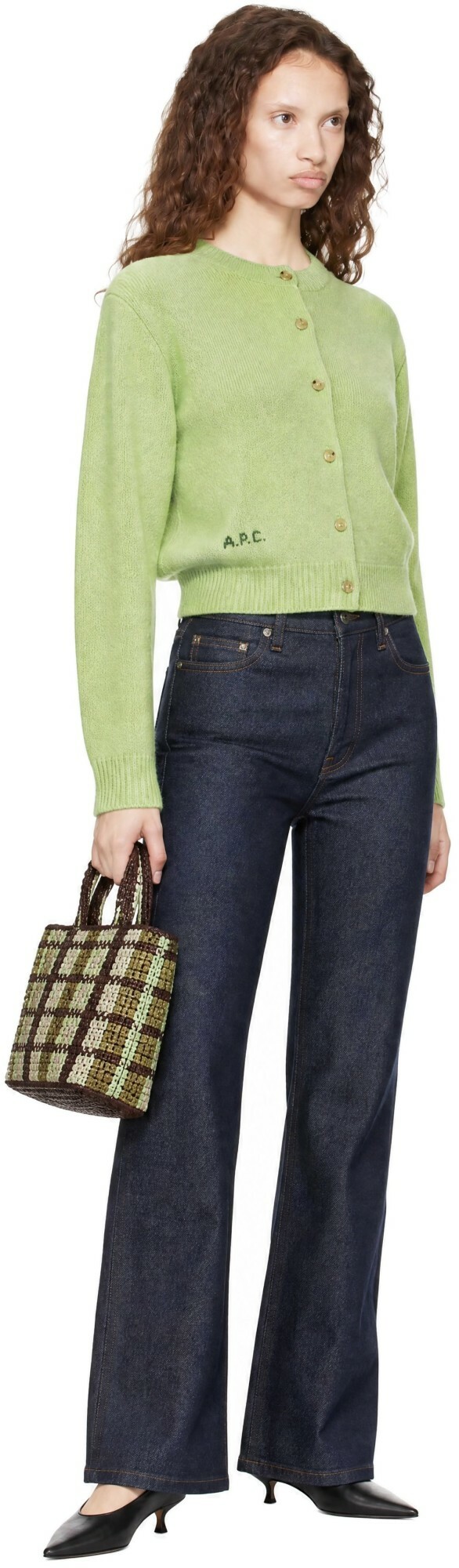 A.P.C. Green Short Wool Cardigan