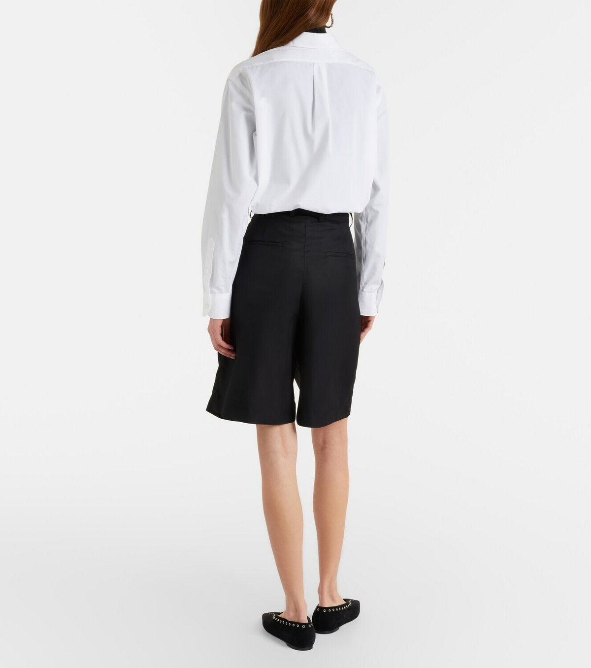The Frankie Shop Marfa pleated twill Bermuda shorts