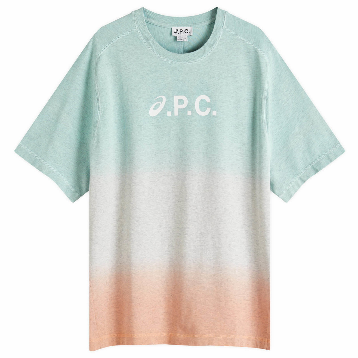 【送料関税込】A.P.C. x Asics Wind Logo Dip Dye T-Shirt A.P.C. Men's x Asics Wind Logo Dip Dye T-Shirt in Multi A.P.C.