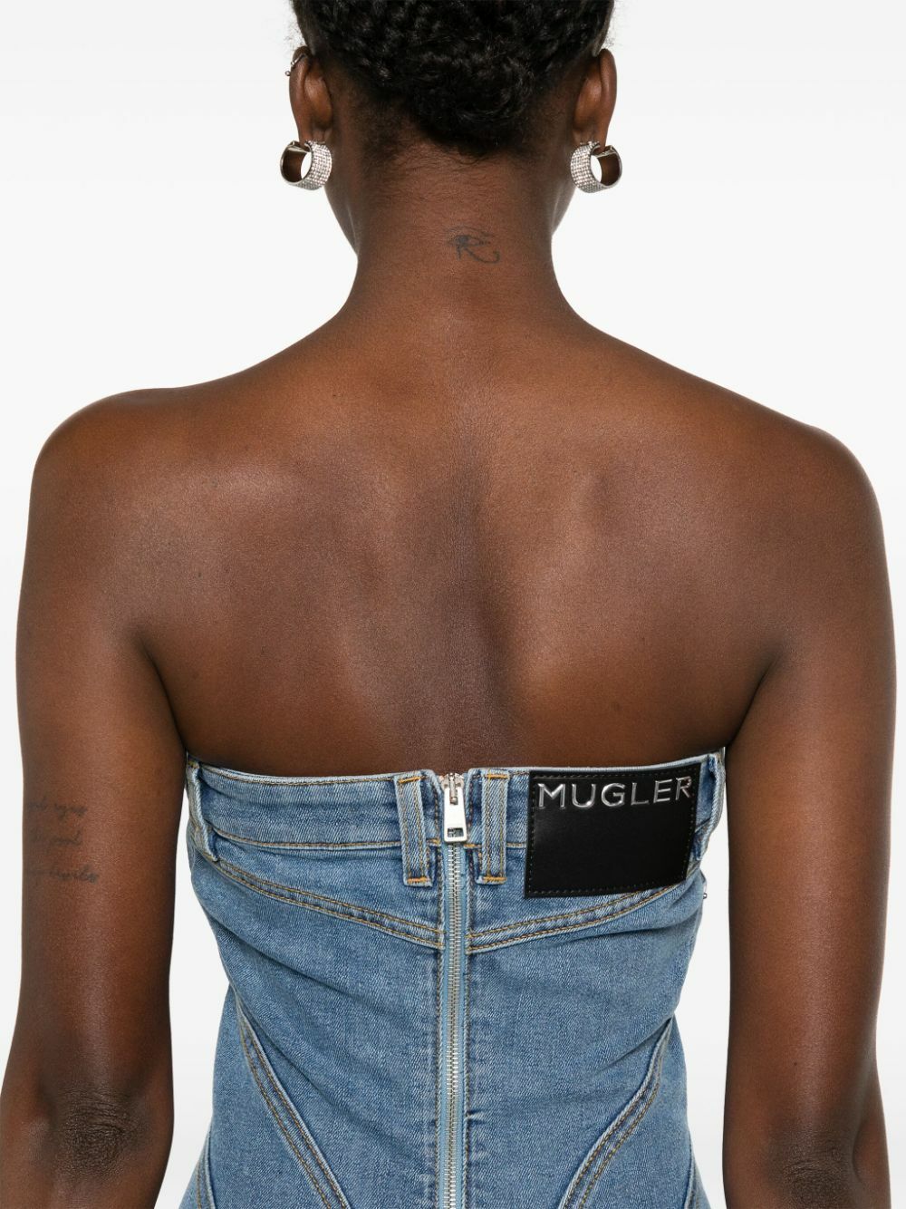 Mugler Blue Denim Bustier Dress Mugler