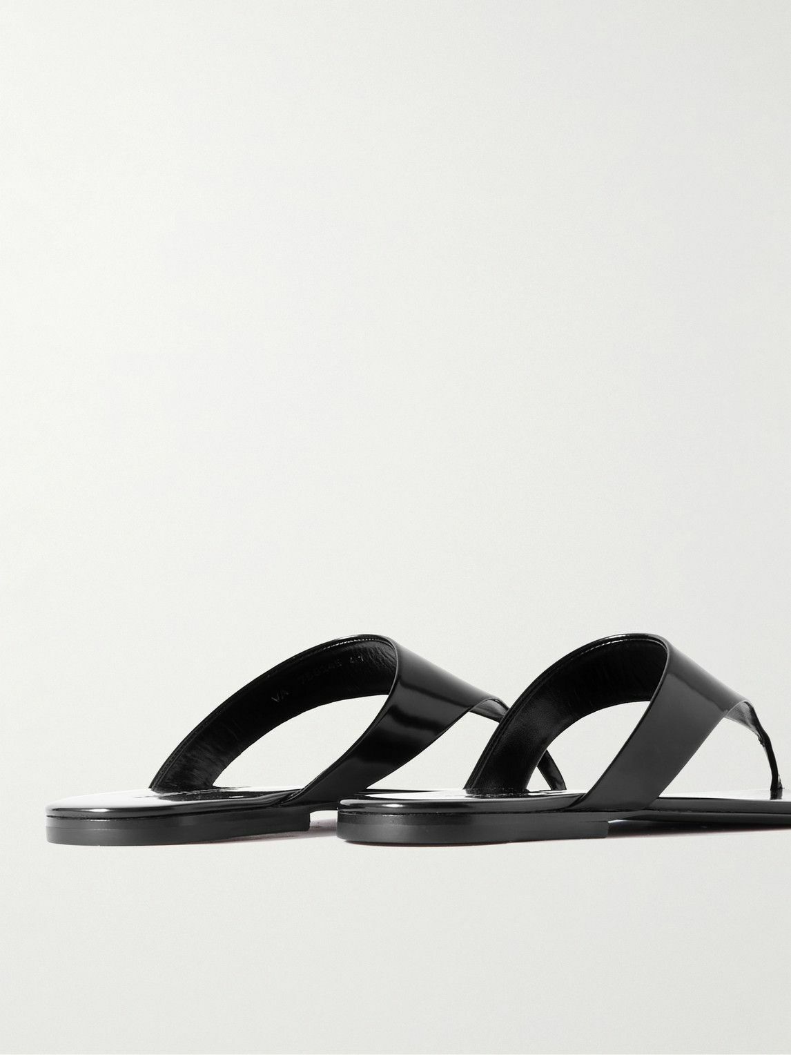 サンダル SAINT LAURENT  Saint Laurent Flip Flops Men Leather Black Cassandre leather thong sandals in black - Saint Laurent