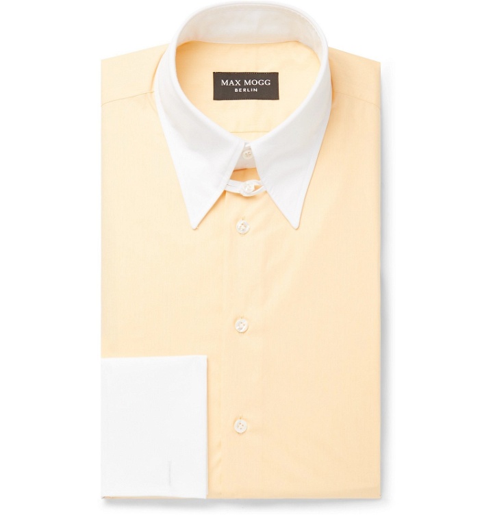 Photo: Maximilian Mogg - Yellow Contrast-Trimmed Double-Cuff Zephyr Cotton Shirt - Yellow