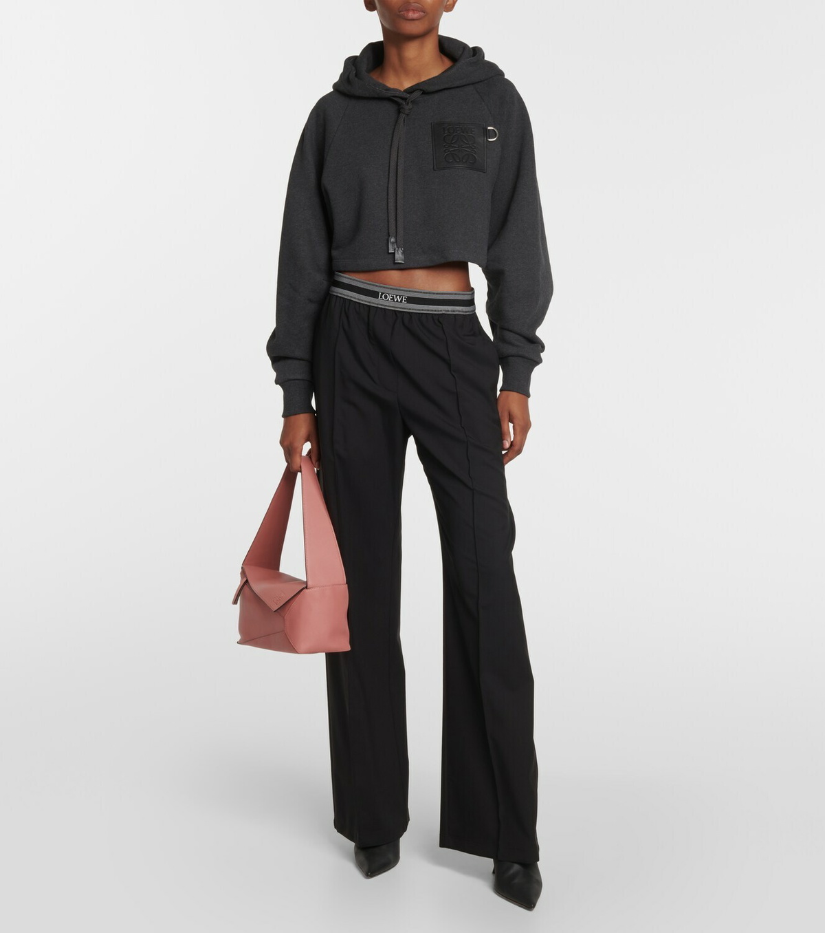 Loewe Anagram cropped cotton hoodie
