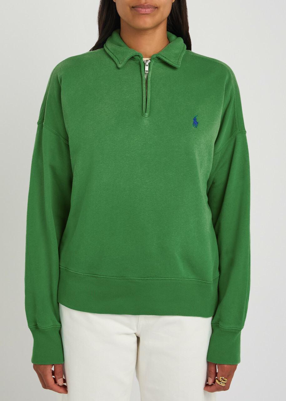 Polo Ralph Lauren Logo-embroidered Cotton-blend Polo Sweatshirt Green