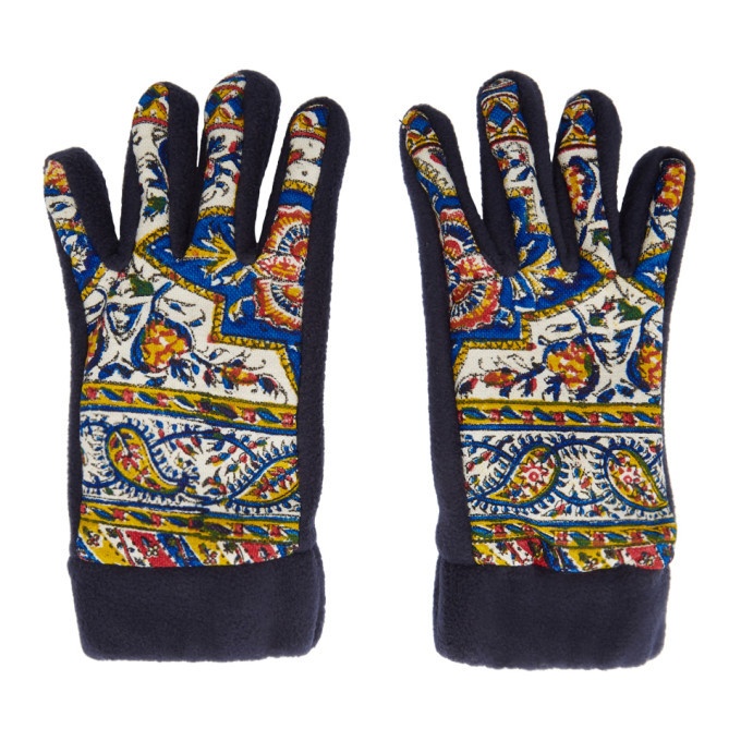 Photo: paria /FARZANEH Navy Fleece Iranian Print Gloves
