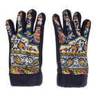 paria /FARZANEH Navy Fleece Iranian Print Gloves