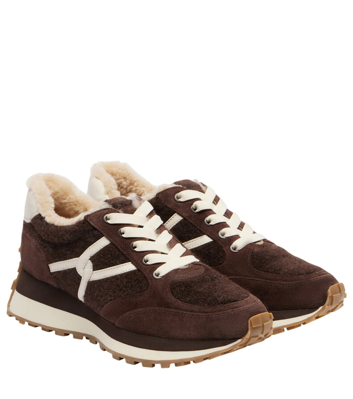 Photo: Veronica Beard Valentina suede-trimmed leather sneakers