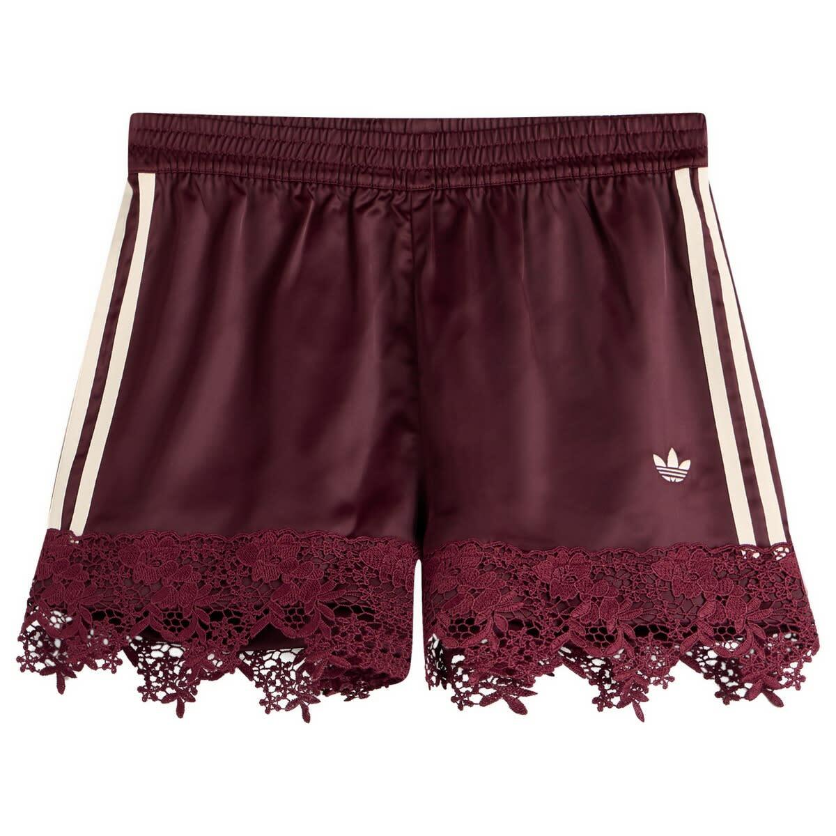Adidas Women's Firebird Satin Lace Track Short in Maroon