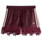 Adidas Women's Firebird Satin Lace Track Short in Maroon