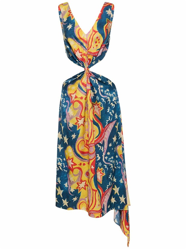 Photo: MARNI - Printed Envers Satin Cutout Midi Dress