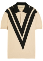 Valentino Garavani Vlogo-intarsia Cotton Polo Shirt White And Black