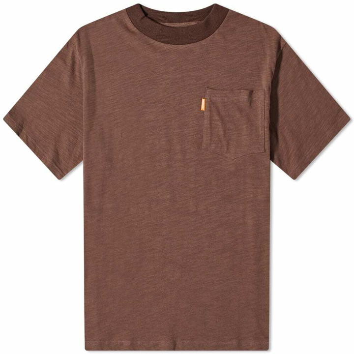 Photo: Checks Downtown Men's Slub Cotton Pocket T-Shirt in Chocolate