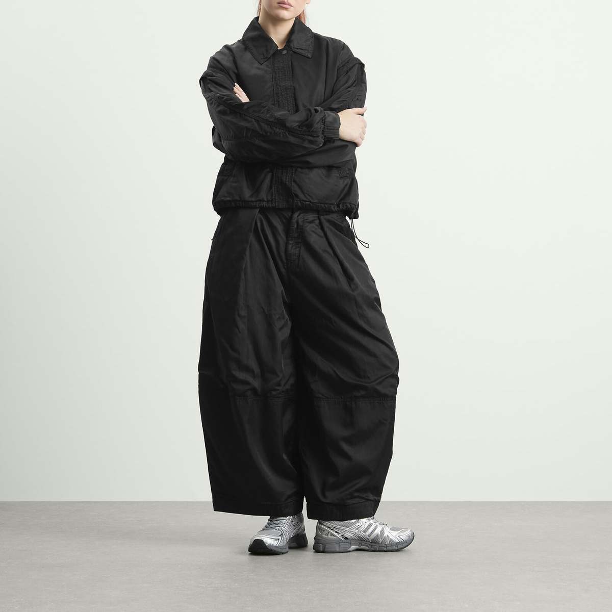 YMC Women's Heath Bomber Satin Jacket in Black
