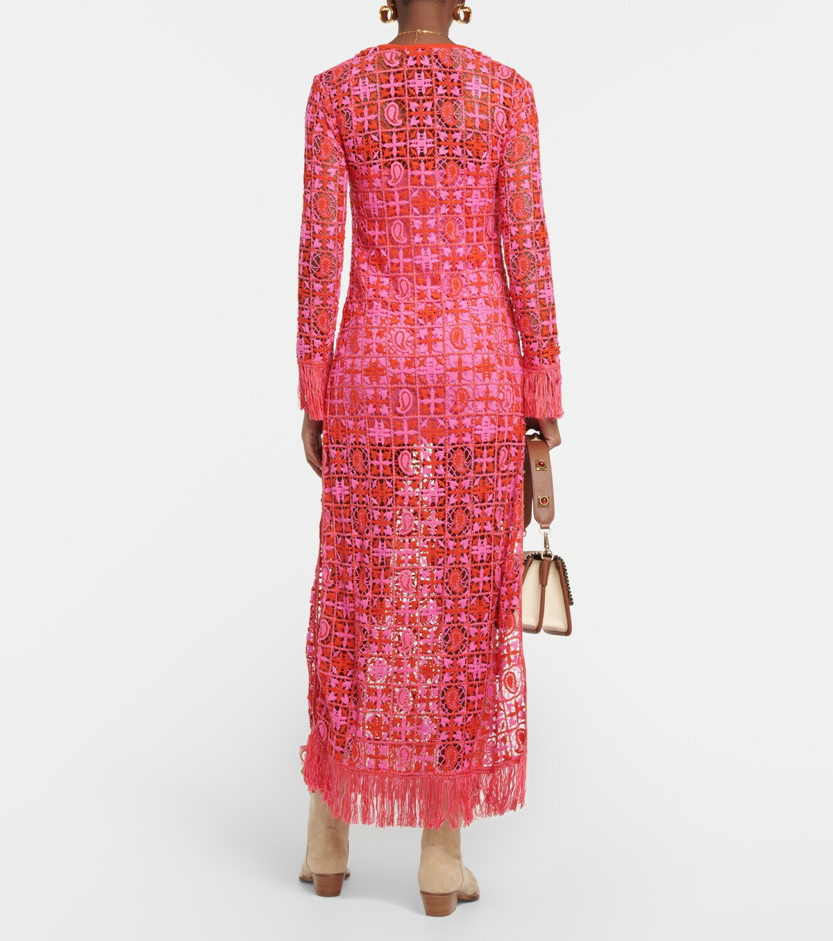etro crochet dress Crocheted striped cotton midi dress - multi
