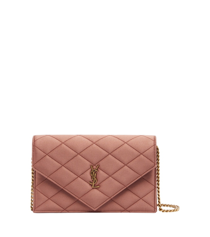 Photo: Saint Laurent Paris Mini satin wallet on chain