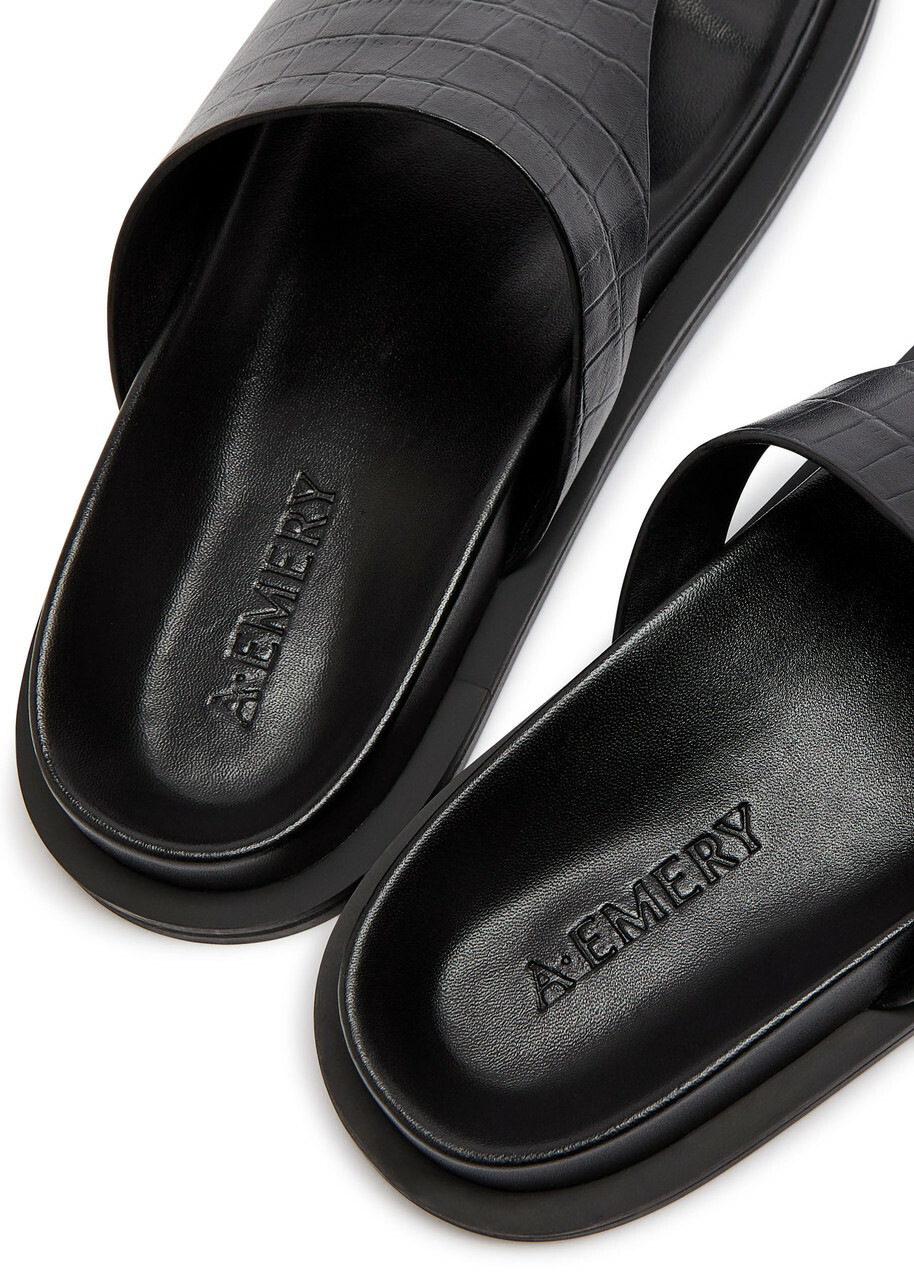 A.emery Imara Suede Flip Flops Black
