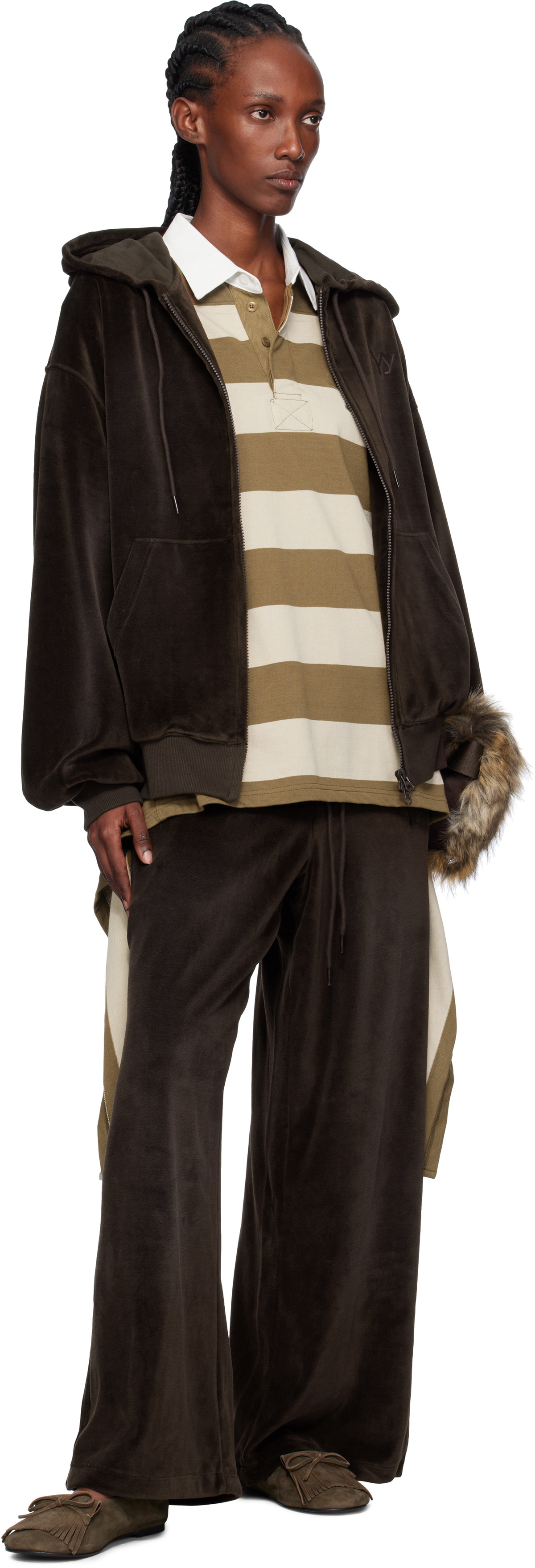 OPEN YY Brown Velour Wide Lounge Pants