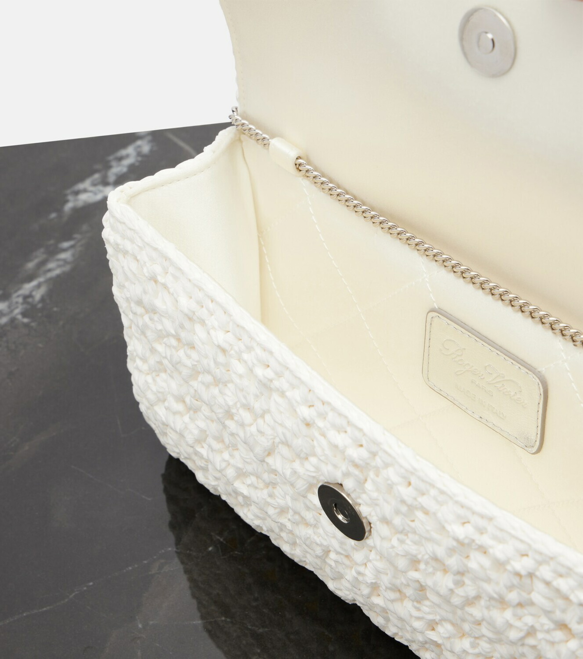 Roger Vivier Jeu De Fille embellished crochet clutch