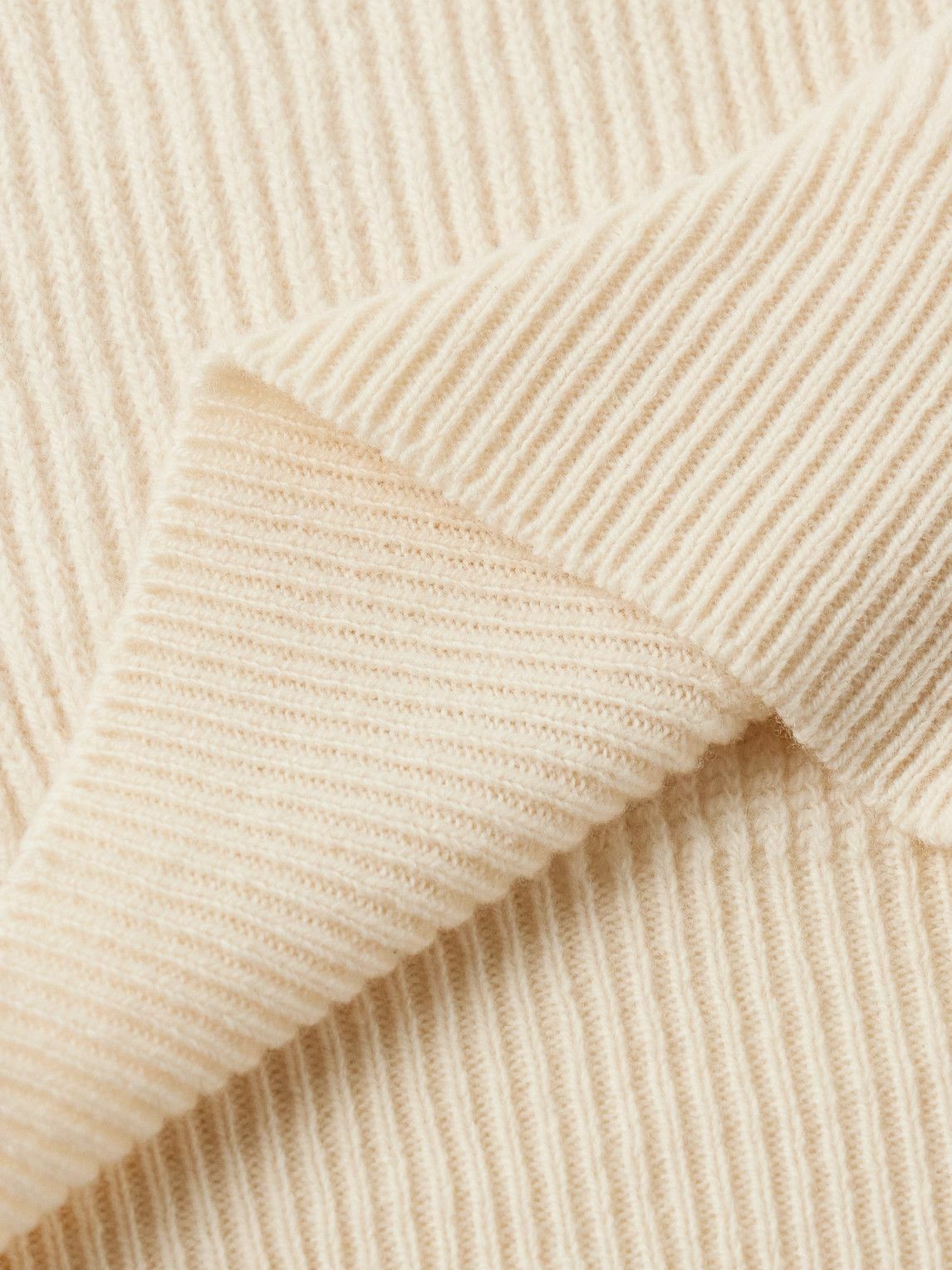 De Petrillo - Slim-Fit Ribbed Merino Wool and Cashmere-Blend Rollneck Sweater - Neutrals