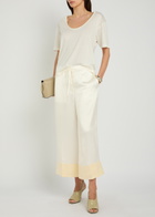 Toteme Drawstring Straight-leg Satin Trousers White