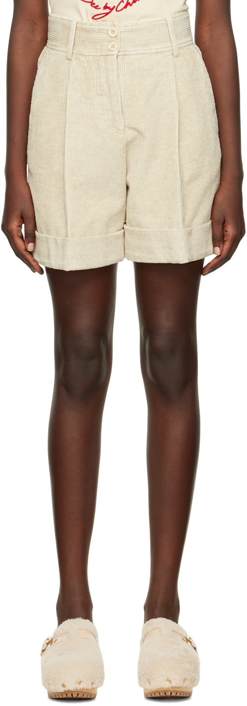 Photo: See by Chloé Beige Twin Pleat Shorts