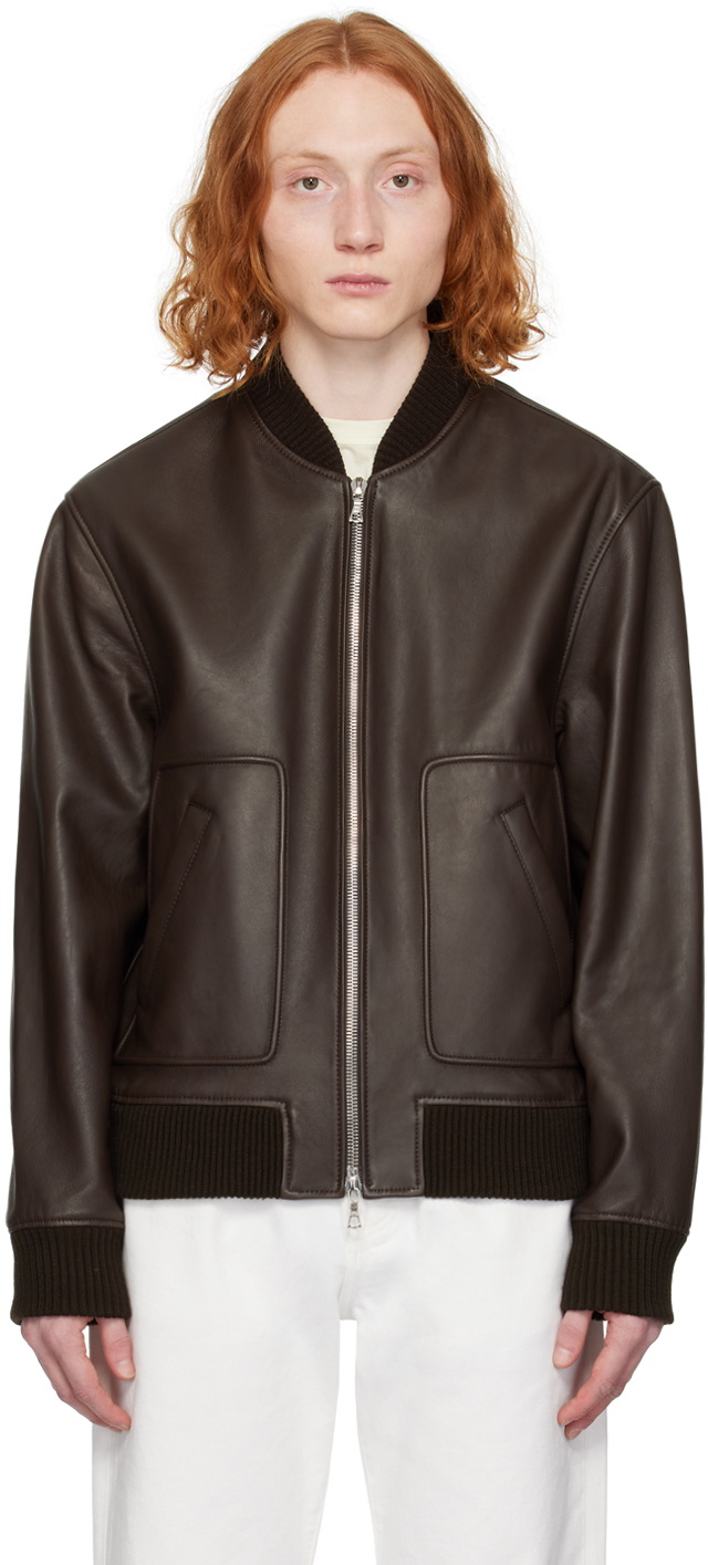 Officine Générale Brown Cesar Leather Jacket Officine Generale