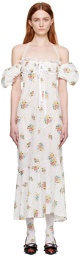 Yuhan Wang White Floral Midi Dress