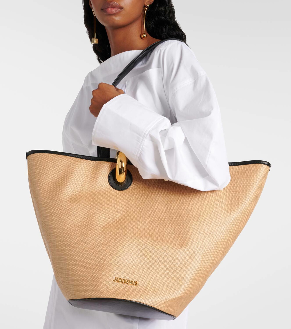 【関税＆送料込み】Jacquemus \"Le Bambola\" Bag Jacquemus Le Bambola leather-trimmed basket bag Jacquemus
