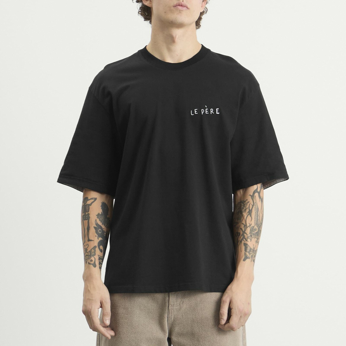 Le Père Men's Double Sleeve T-Shirt in Black