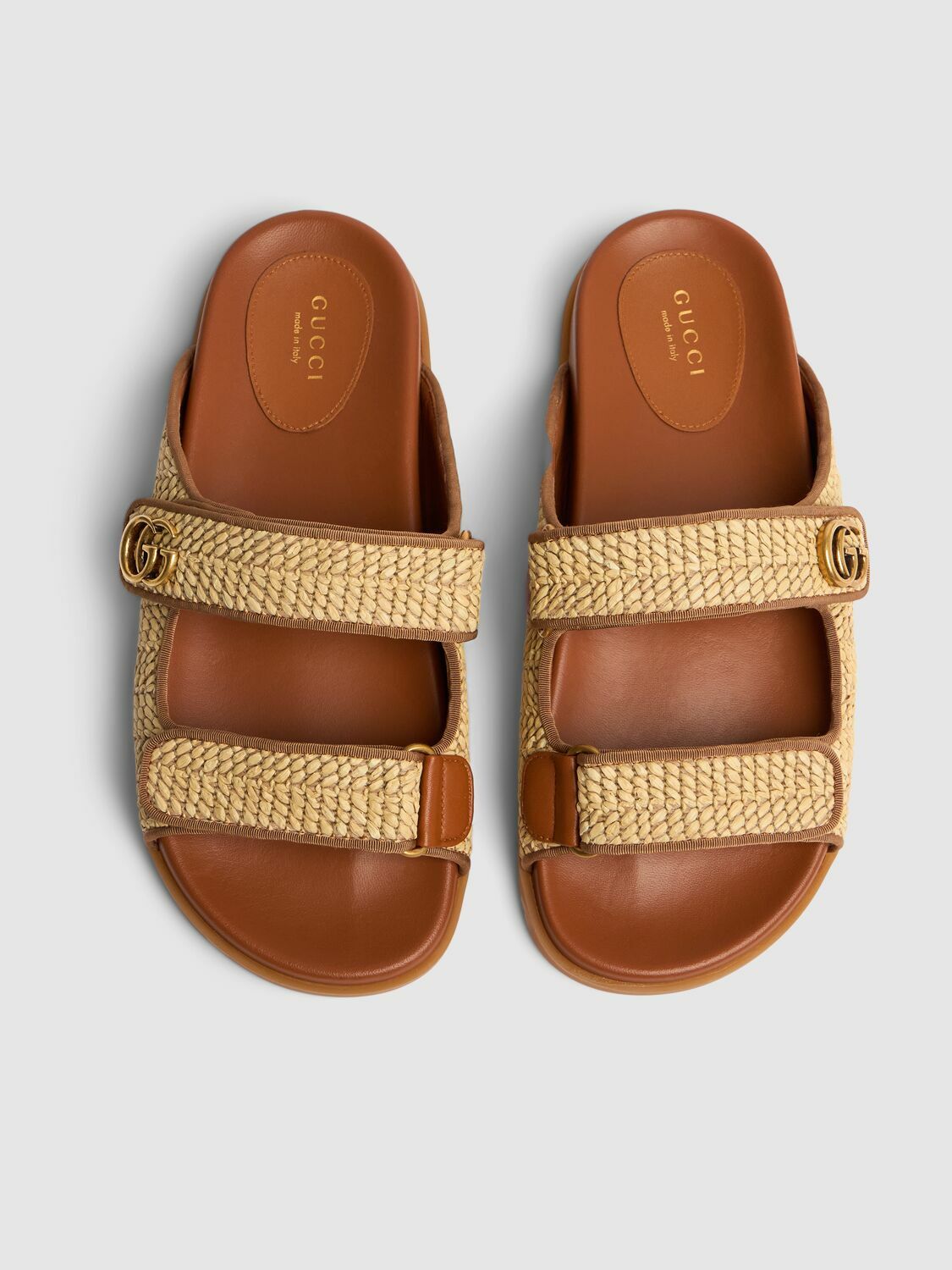 GUCCI Moritz Raffia Effect Slide Sandals Gucci