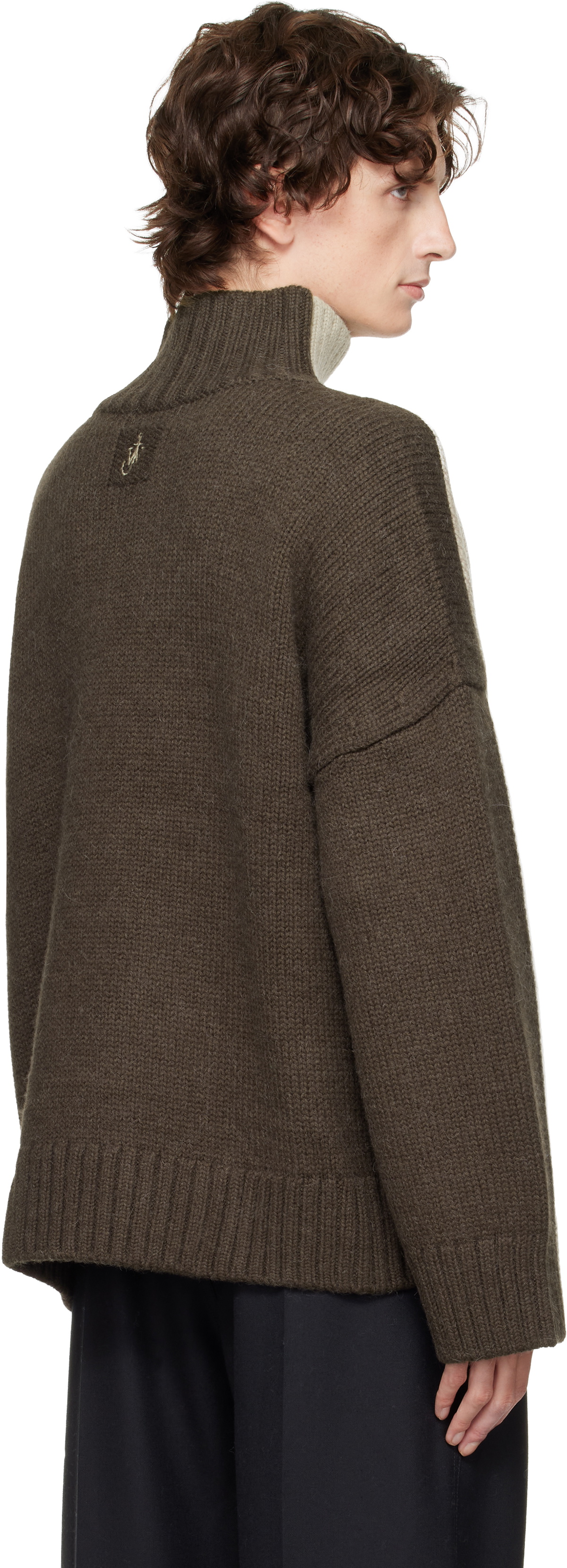 JW Anderson Khaki Two Tone Patch Pocket Turtleneck